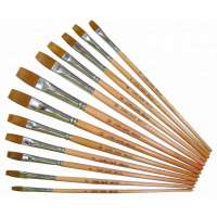 Flat Nylon Hair Artist Brush Set with  Wooden Handle Art Paint Brushes